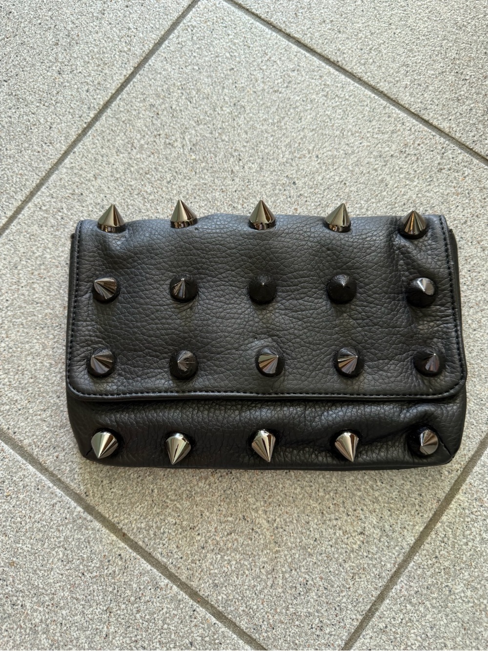 Deux Lux Black Leather Studded Clutch